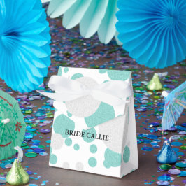 BRIDE Aquamarin Blue Shimmer Polka Dot Wedding Par Geschenkschachtel