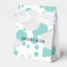 BRIDE Aquamarin Blue Shimmer Polka Dot Wedding Par Geschenkschachtel