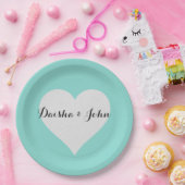 BRIDE Aquamarin Blue & Silver Heart Brautparty Par Pappteller (Party)