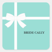 BRIDE Aquamarin Blue Tiara Dusche Party Personalis Quadratischer Aufkleber (Vorderseite)