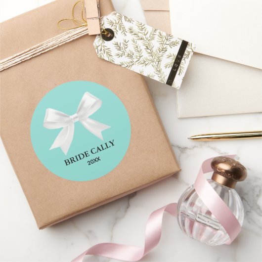 BRIDE Aquamarin Blue Tiara Party Classic Round Sti Runder Aufkleber (Schenken)