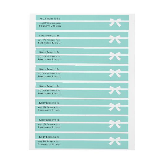 BRIDE Aquamarin Blue White Bow Address Envelope (Bogen)