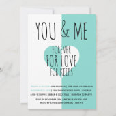 BRIDE Aquamarin Blue You & Me Wedding Suite Party Einladung (Rückseite)