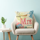 Bride Aquamarin Damask Love Bird Birdcage Mrs Fore Kissen (Stuhl )