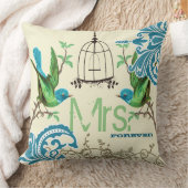 Bride Aquamarin Green Damask Bird Birdcage Mrs. Fo Kissen (Decke)