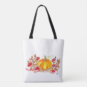 Bride Autumn Pumpkin Floral Hochzeit im Herbst Tasche (Rückseite)