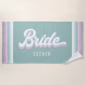 Bride Bachelorette Hochzeit funky Retro 80's paste Strandtuch (Vorderseite)