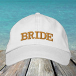 BRIDE-bestickte Baseballkappe gold / weiß Bestickte Baseballkappe<br><div class="desc">bestickte Hats: Klassische,  goldfarbene/schwarze Fashion-Baseballkappe mit der Aufschrift "BRIDE" für Junggeselinnen-Abschied/Hühner-Party,  Hochzeit,  Kostümbekleidung für Party/Nachtausgabe</div>