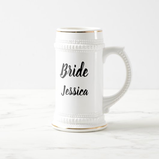Bride Black Elegant Script Geschenke Stilvolle Hoc Bierglas (Rechts)