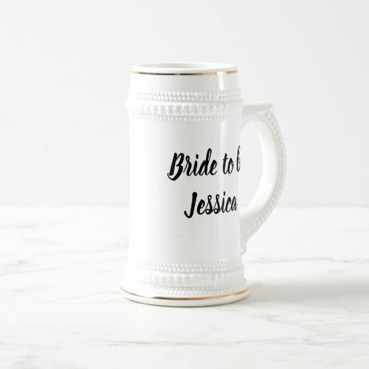 Bride Black Elegant Script Geschenke Stilvolle Hoc Bierglas (VorderseiteRechts)