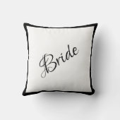Bride Black Script Chic Wedding Kissen (Rückseite)