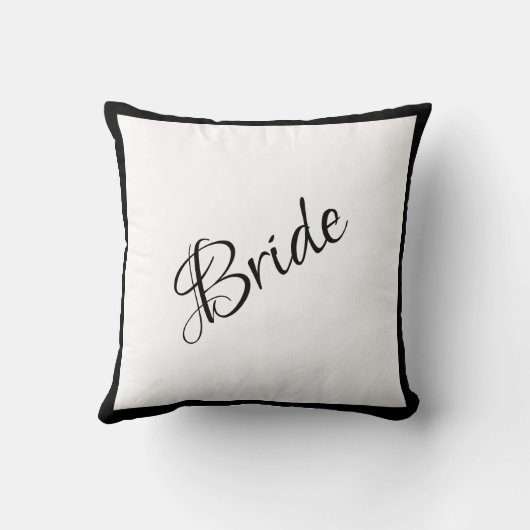 Bride Black Script Chic Wedding Kissen (Rückseite)