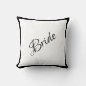Bride Black Script Chic Wedding Kissen (Vorderseite)