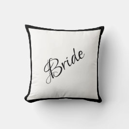 Bride Black Script Chic Wedding Kissen
