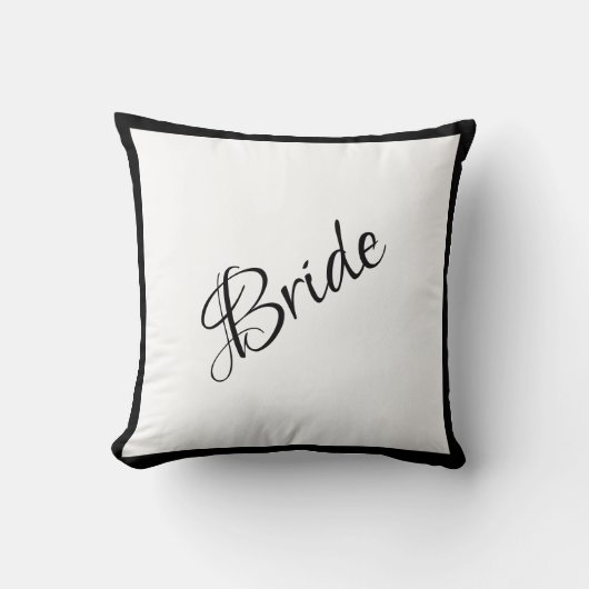 Bride Black Script Chic Wedding Kissen (Vorderseite)