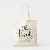 Bride Black Script Personalisiert Wedding Tragetasche (Vorne)
