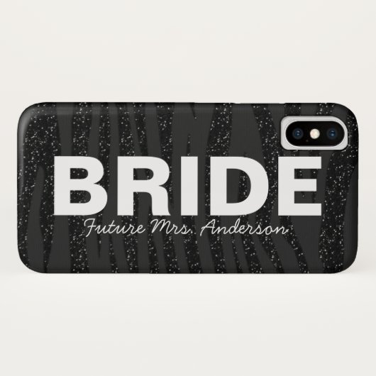 Bride Black Zebra Glitzer Design Case-Mate iPhone Hülle (Rückseite (Horizontal))