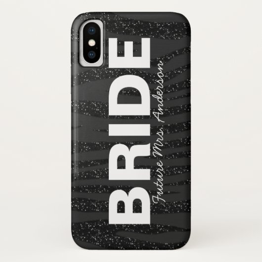 Bride Black Zebra Glitzer Design Case-Mate iPhone Hülle (Rückseite)