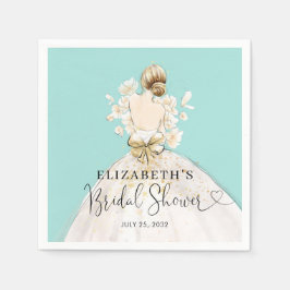 Bride Blonde Dress Blue Gold Floral Brautparty Serviette
