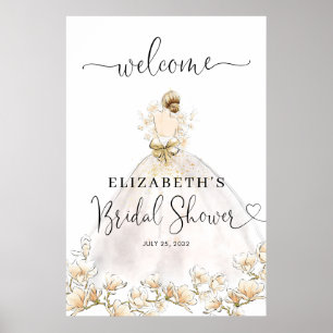 Bride Blonde Dress Floral Willkommen Brautparty Poster