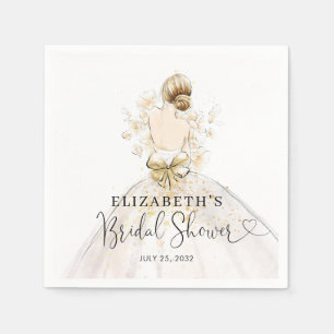 Bride Blonde Dress Pink Gold Floral Brautparty Serviette