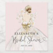 Bride Blonde Dress Pink Gold Floral Brautparty Weinetikett (Einzelnes Label)