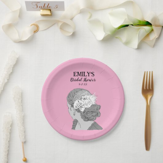 Bride Blonde Floral Welcome Brautparty Pappteller (Hochzeit)