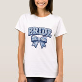 Bride Blue Toile Coquette Bow T-Shirt (Vorderseite)