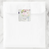 Bride Blume Bouquet bearbeitet Hochzeit Dank Quadratischer Aufkleber (Tasche)