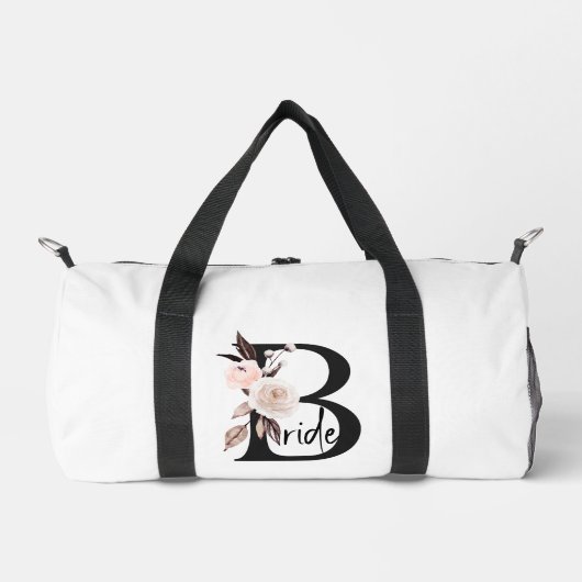 Bride Boho Blumenbrief Hochzeit Übernachtung Duffle Bag (Vorderseite)