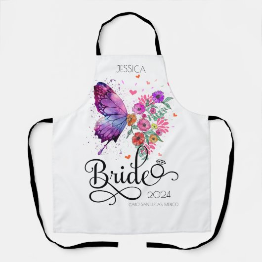 Bride boho Floral Butterfly Küche Geschenk Schürze (Vorderseite)