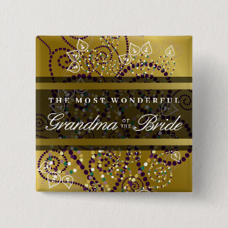 BRIDE Boho Lila Spirals Gold Chic Wedding Button