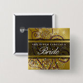 BRIDE Boho Lila Spirals Gold Wedding Button (Vorne & Hinten)