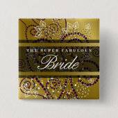 BRIDE Boho Lila Spirals Gold Wedding Button (Vorderseite)