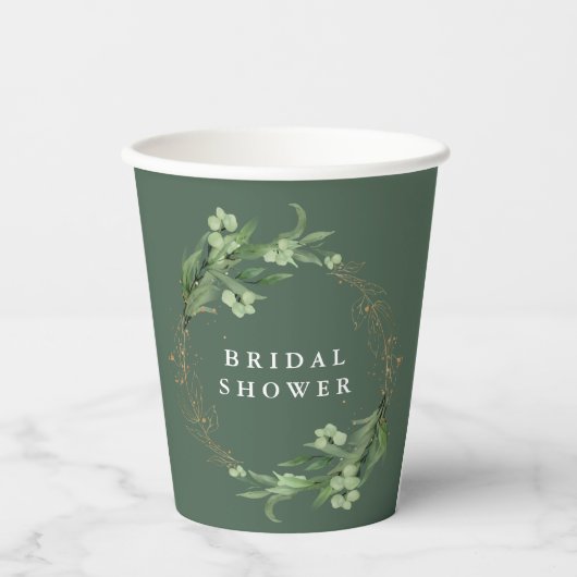 Bride Botanical Eukalyptus Elegantes Brautparty Pappbecher (Vorderseite)