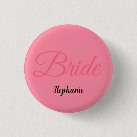 Bride Brautparty Monogram Individuelle Name Hochze Button (Vorderseite)
