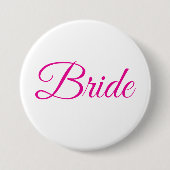 Bride Brautparty Rosa Weiß Elegantes Hochzeitsslim Button (Vorderseite)