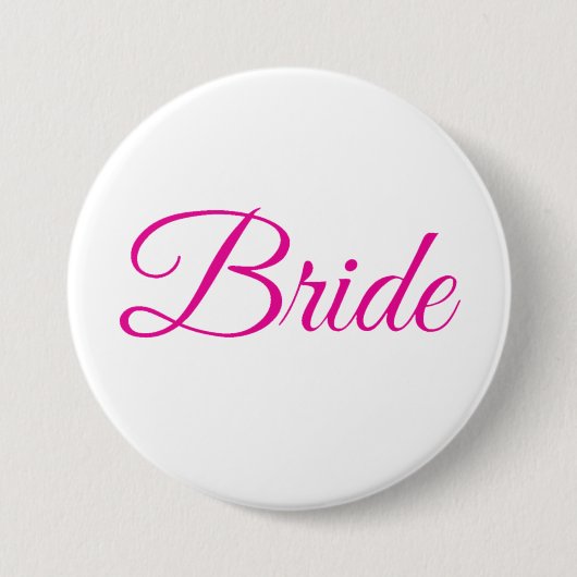 Bride Brautparty Rosa Weiß Elegantes Hochzeitsslim Button (Vorderseite)