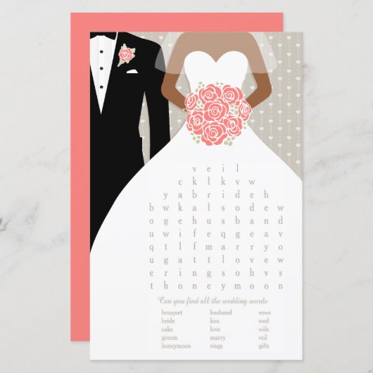 Bride Brautparty Suchspiel Korallenkleid (Vorne/Hinten)