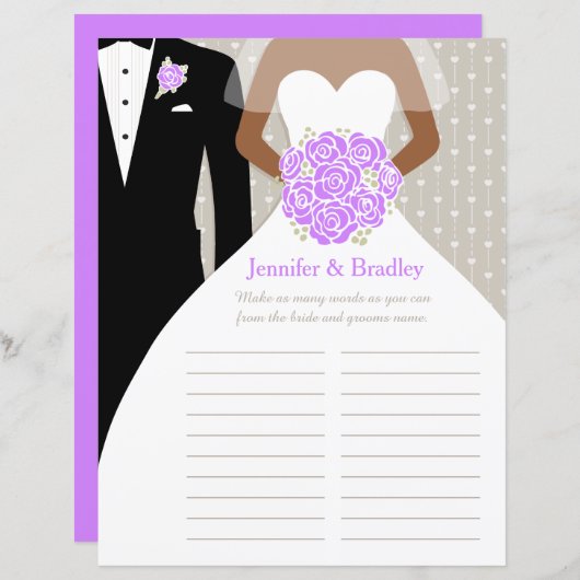 Bride Brautparty Word Game lila Pop-Kleid (Vorne/Hinten)