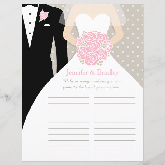 Bride Brautparty Word Game rosa Possenkleid (Vorderseite)
