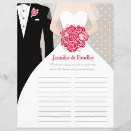 Bride Brautparty Word Game rote Rose Kleid