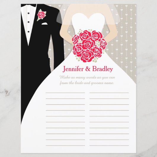 Bride Brautparty Word Game rote Rose Kleid (Vorderseite)