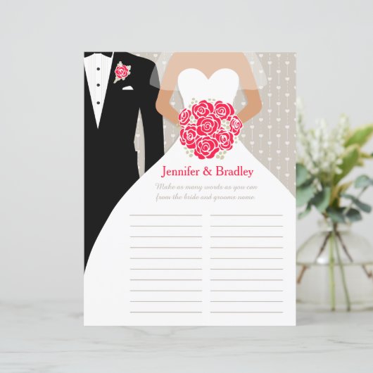 Bride Brautparty Word Game rote Rose Kleid (Stehend Vorderseite)