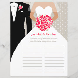 Bride Brautparty Word Game rote Rose Kleid