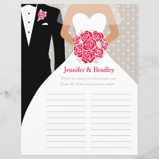 Bride Brautparty Word Game rote Rose Kleid (Vorderseite)