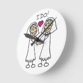 Bride-Bride I Do Runde Wanduhr (Winkel)