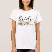 Bride| Bride Tribe | Feder-Pfeil, Blumenpfeil T-Shirt (Vorderseite)