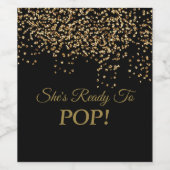 BRIDE & Bridesmaid Black Gold Sparkle Dusche Party Weinetikett (Einzelnes Label)