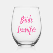 Bride Bridesmaid Pink Wedding Weinglas Ohne Stiel (Vorderseite)